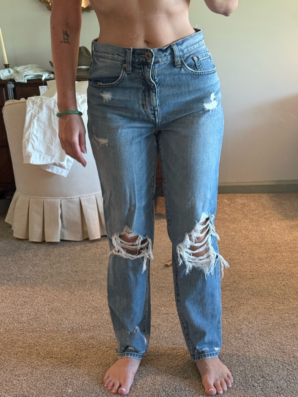 pistola light blue distressed boyfriend jeans